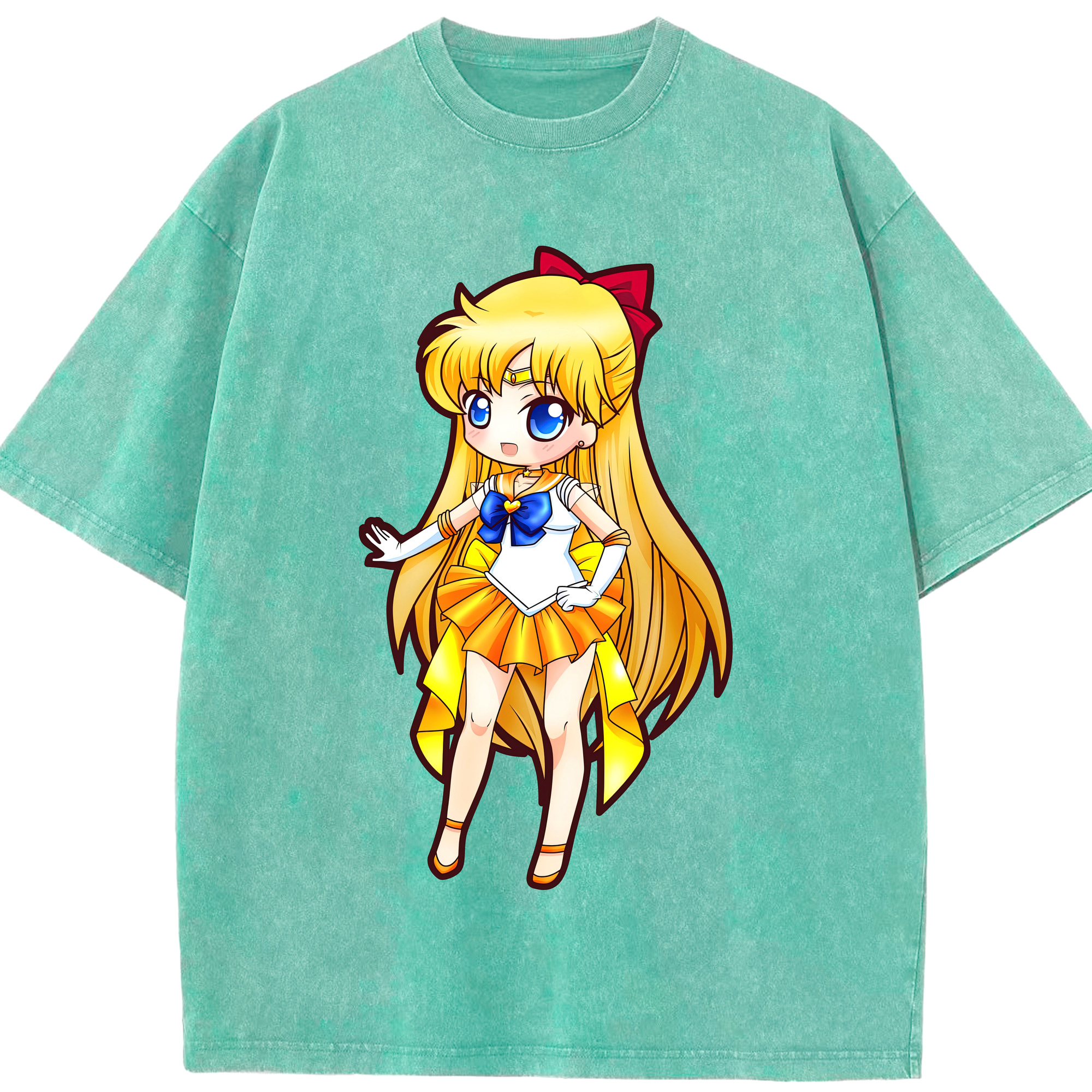 （画像用） 美少女戦士セーラームーン 愛野 美奈子 あいの みなこ Sailor Moon Aino Minako 綿100% ヴィンテージ風 半袖Tシャツ（フロントプリント）